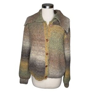 FIND‎ ME NOW Cardigan Ombre Green Brown Fuzzy Oversized Women's XL/XXL Earthy